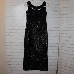 🖤✨🌙 VINTAGE BLACK SEQUIN EVENING DRESS · SIZE S ✨